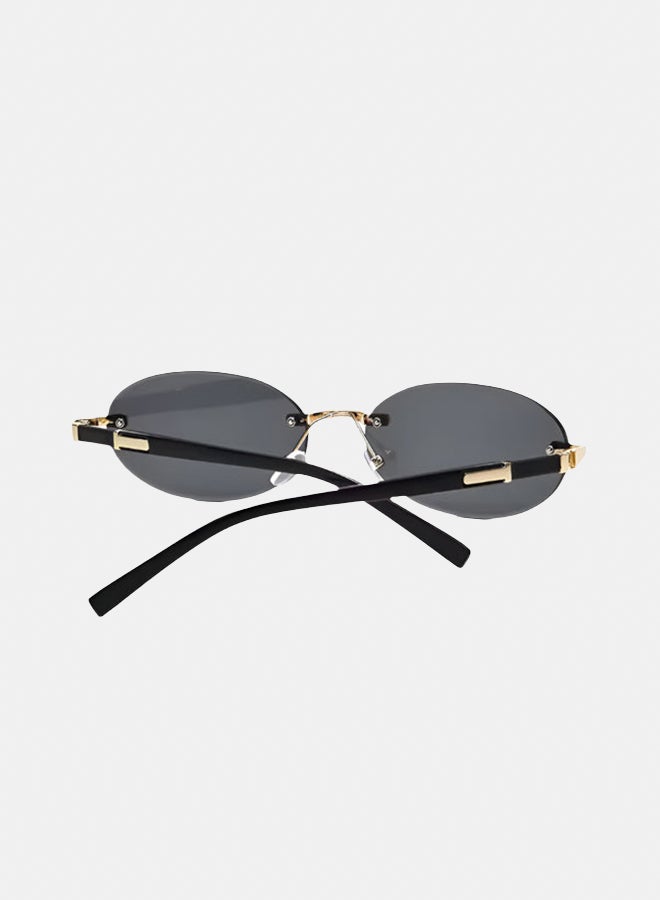 korico Vira Black Rimless Oval Sunglasses - Image 3